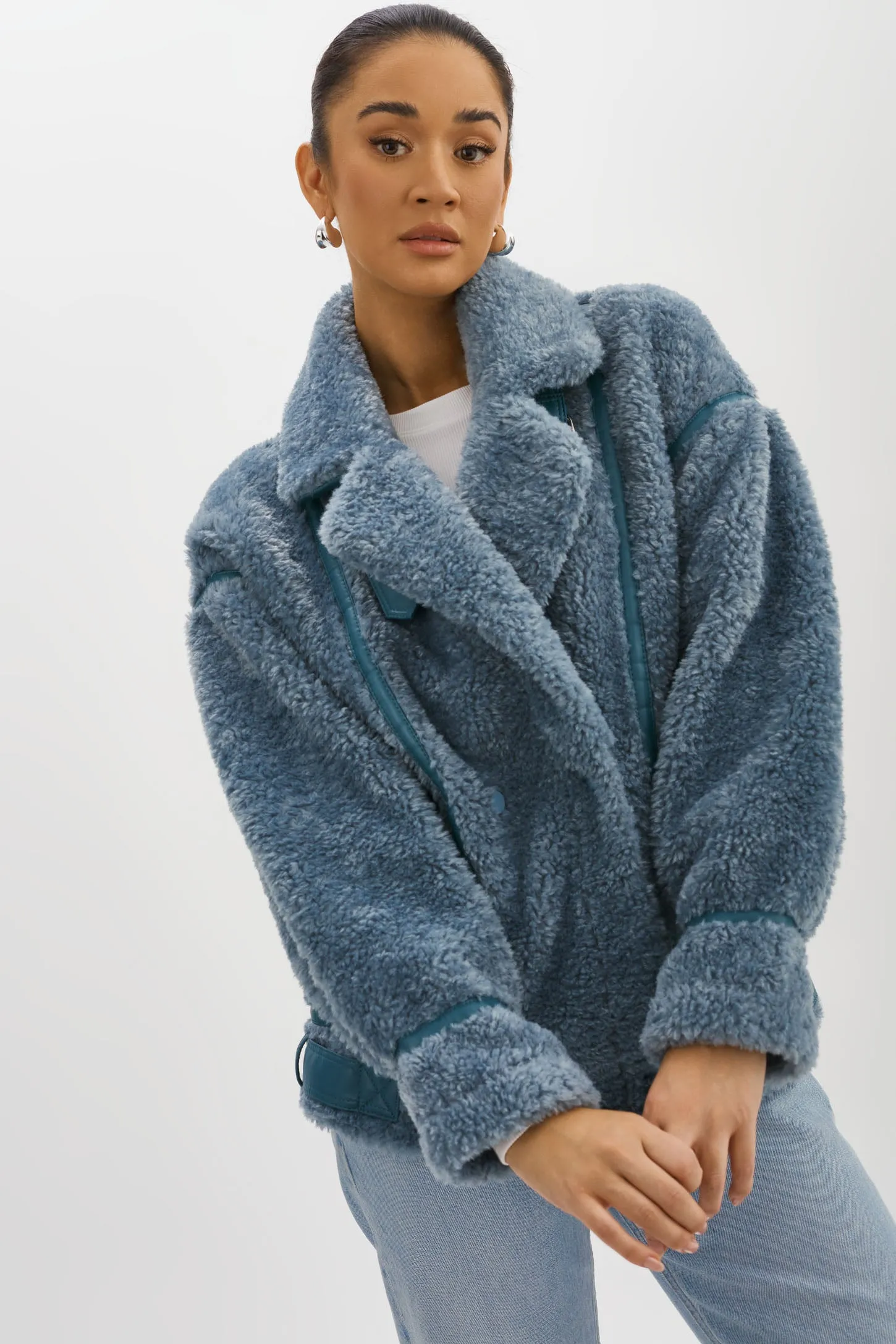 BADU | Oversized Faux Shearling Jacket sold by LAMARQUE