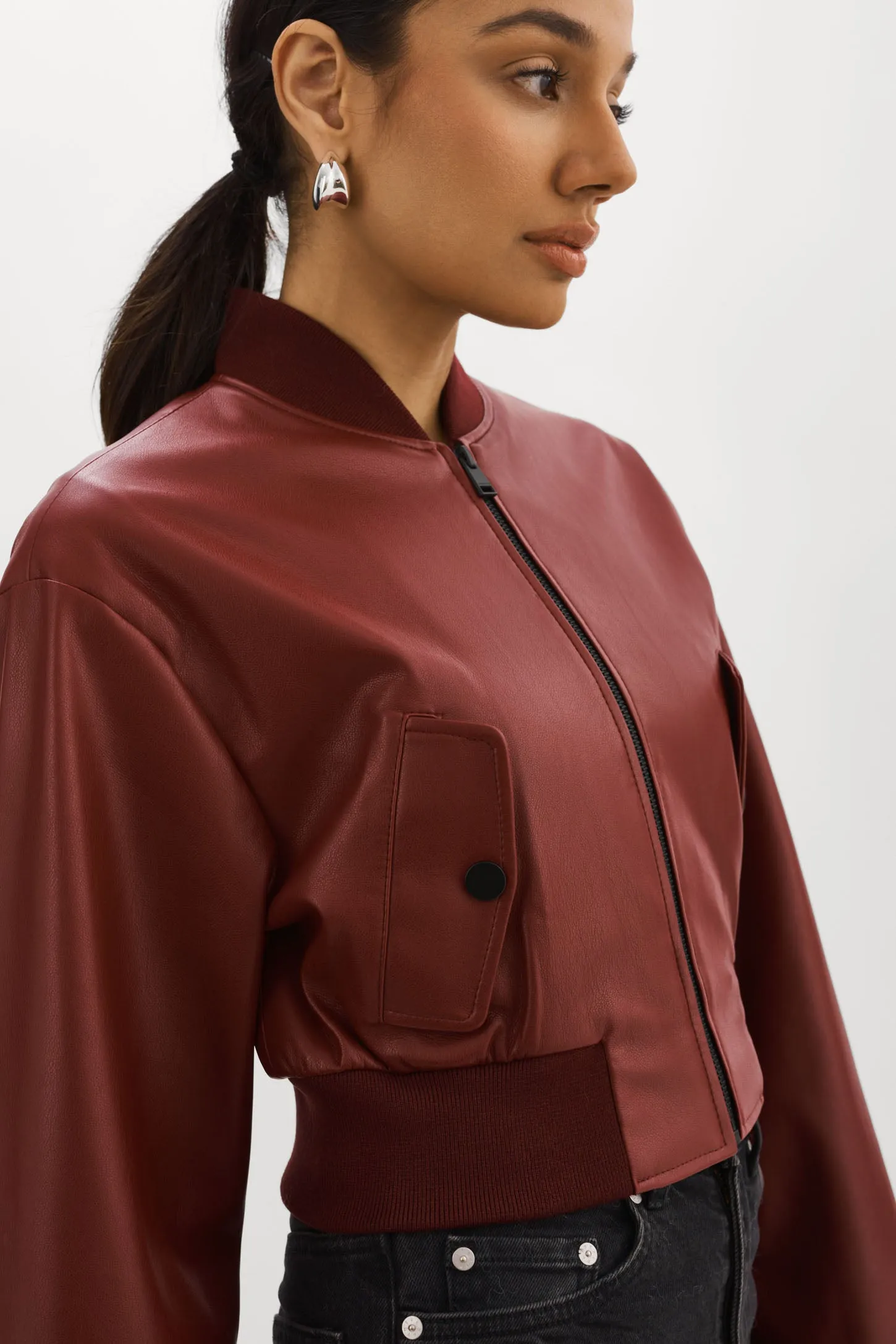 EVELIN | Faux Leather Cropped Bomber sold by La Marque product image thumbnail 4