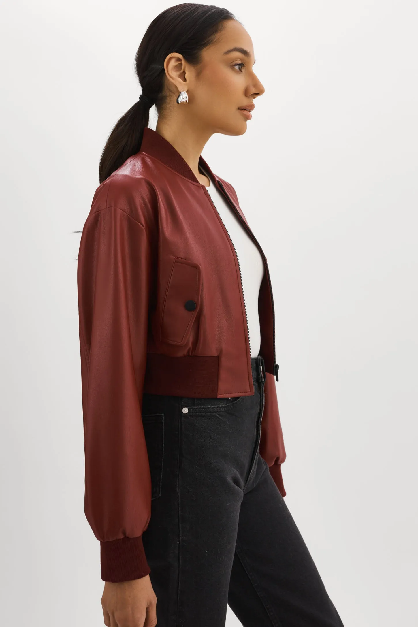 EVELIN | Faux Leather Cropped Bomber sold by La Marque product image thumbnail 5