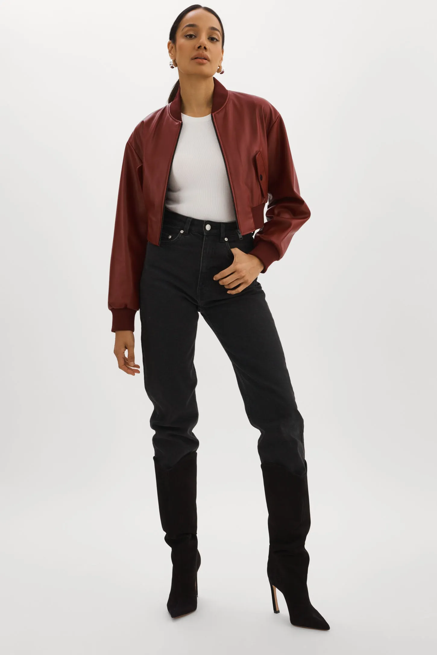 EVELIN | Faux Leather Cropped Bomber sold by La Marque product image thumbnail 3