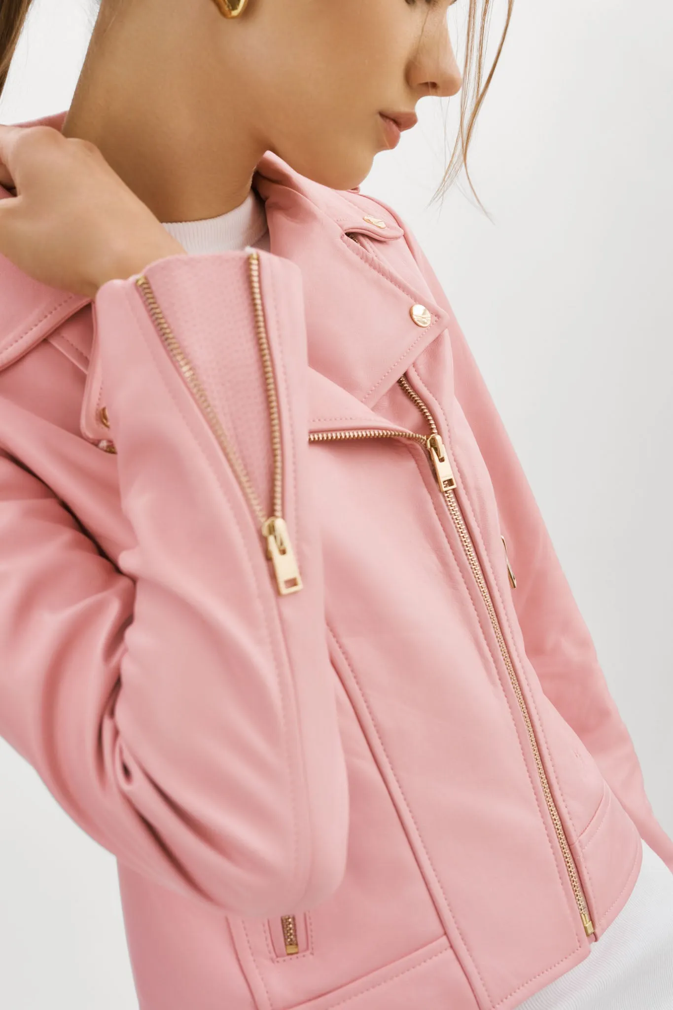 DONNA GOLD | Iconic Leather Biker Jacket sold by La Marque product image thumbnail 4