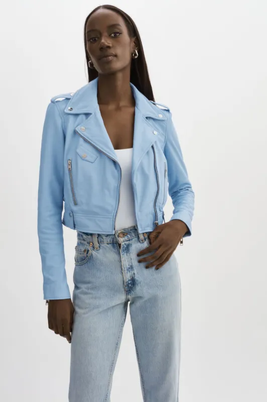 CIARA | Cropped Leather Biker Jacket sold by La Marque