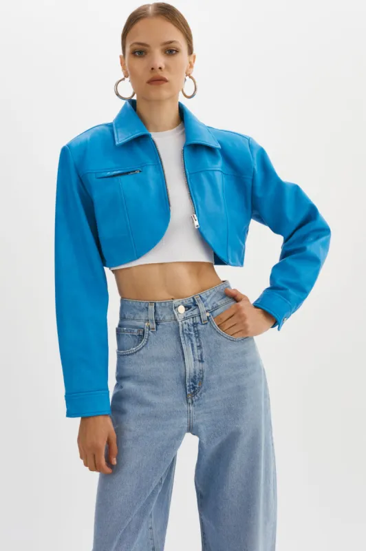 BRIELLE | Cropped Leather Jacket sold by La Marque