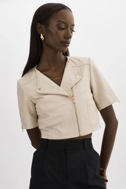 KIRSI GOLD | Cropped Biker Jacket made by LAMARQUE