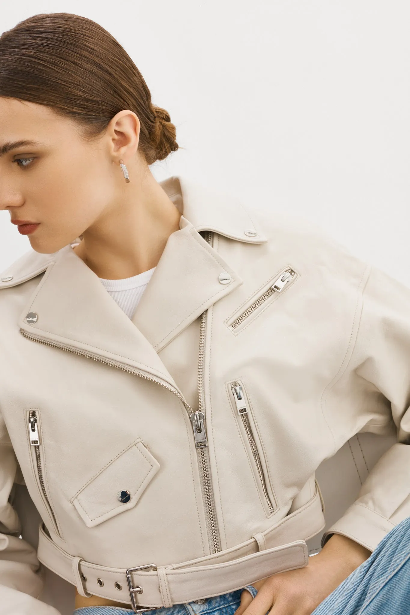 DYLAN | 80's Leather Biker Jacket sold by La Marque product image thumbnail 3