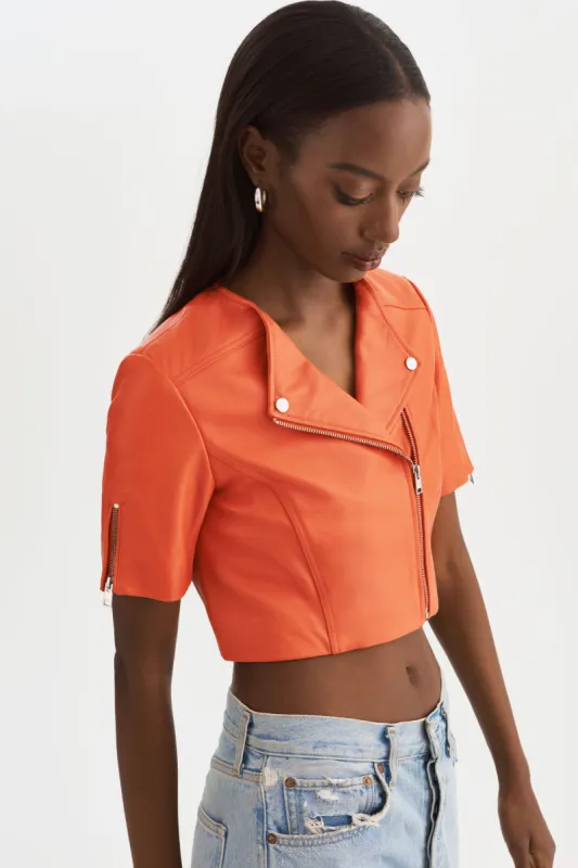 KIRSI SAMPLE | Cropped Biker Jacket made by LAMARQUE