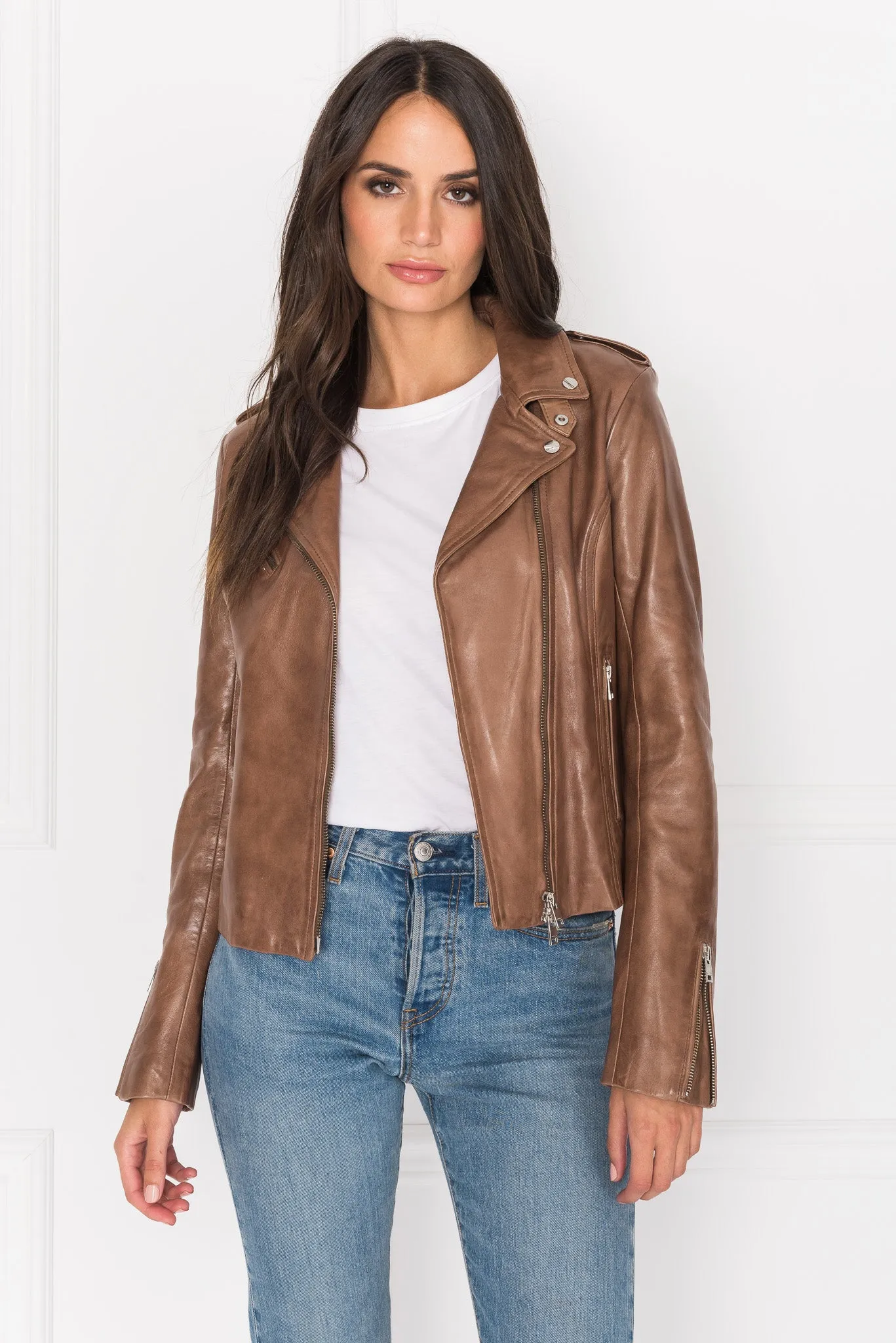 HARPER | Fitted Leather Biker Jacket sold by LAMARQUE