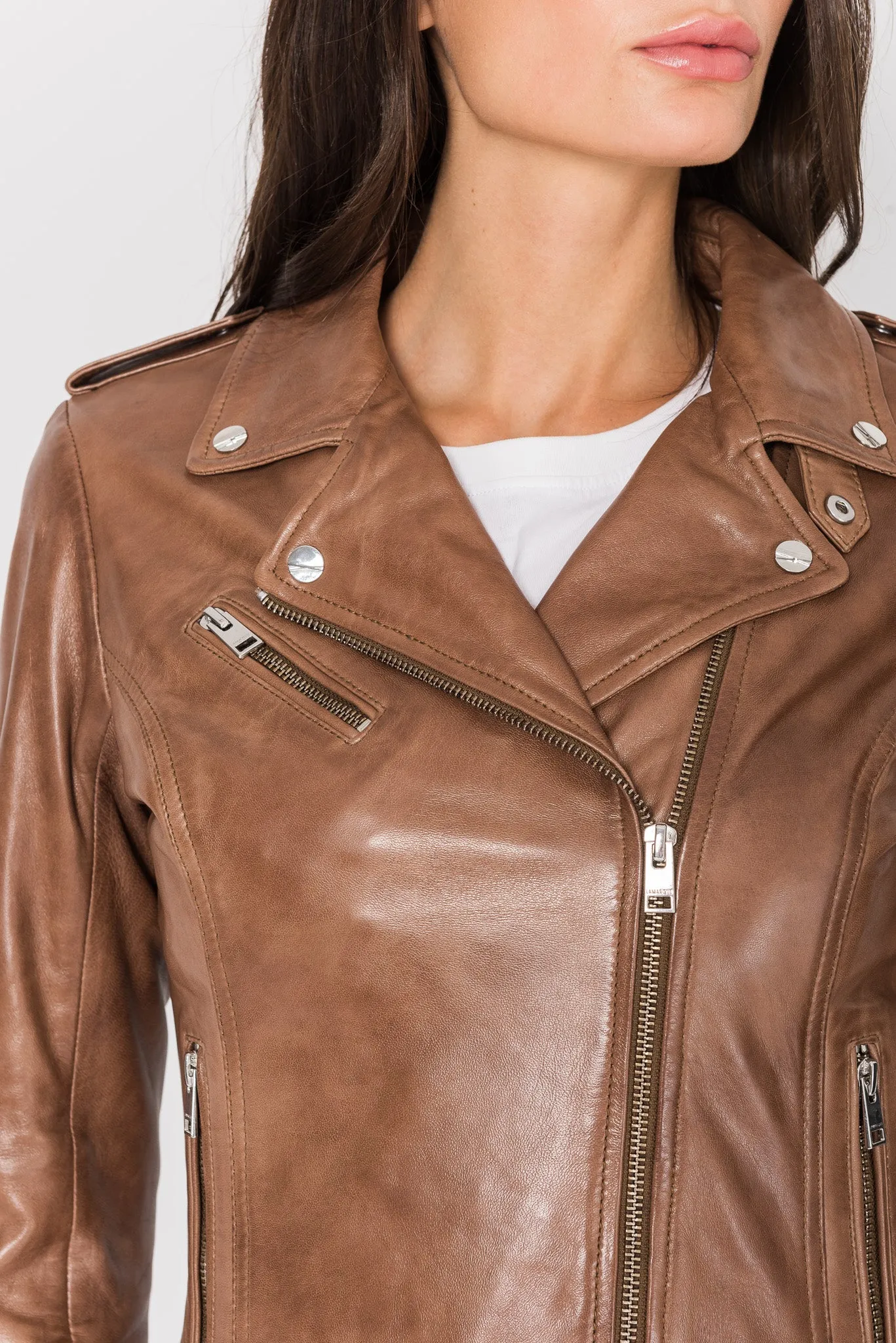 HARPER | Fitted Leather Biker Jacket sold by LAMARQUE product image thumbnail 4