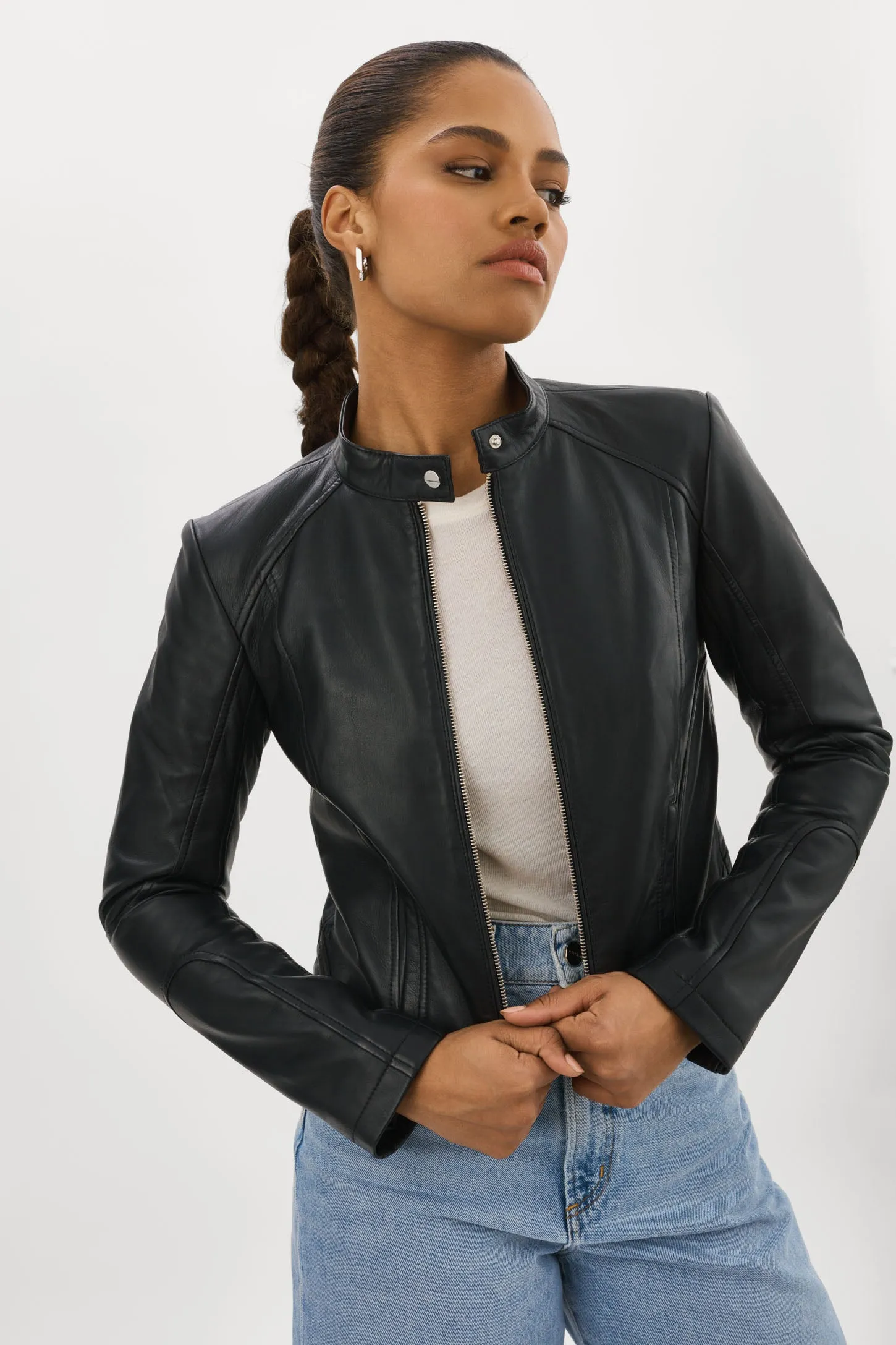 ELIANA | Leather Racer Jacket sold by La Marque
