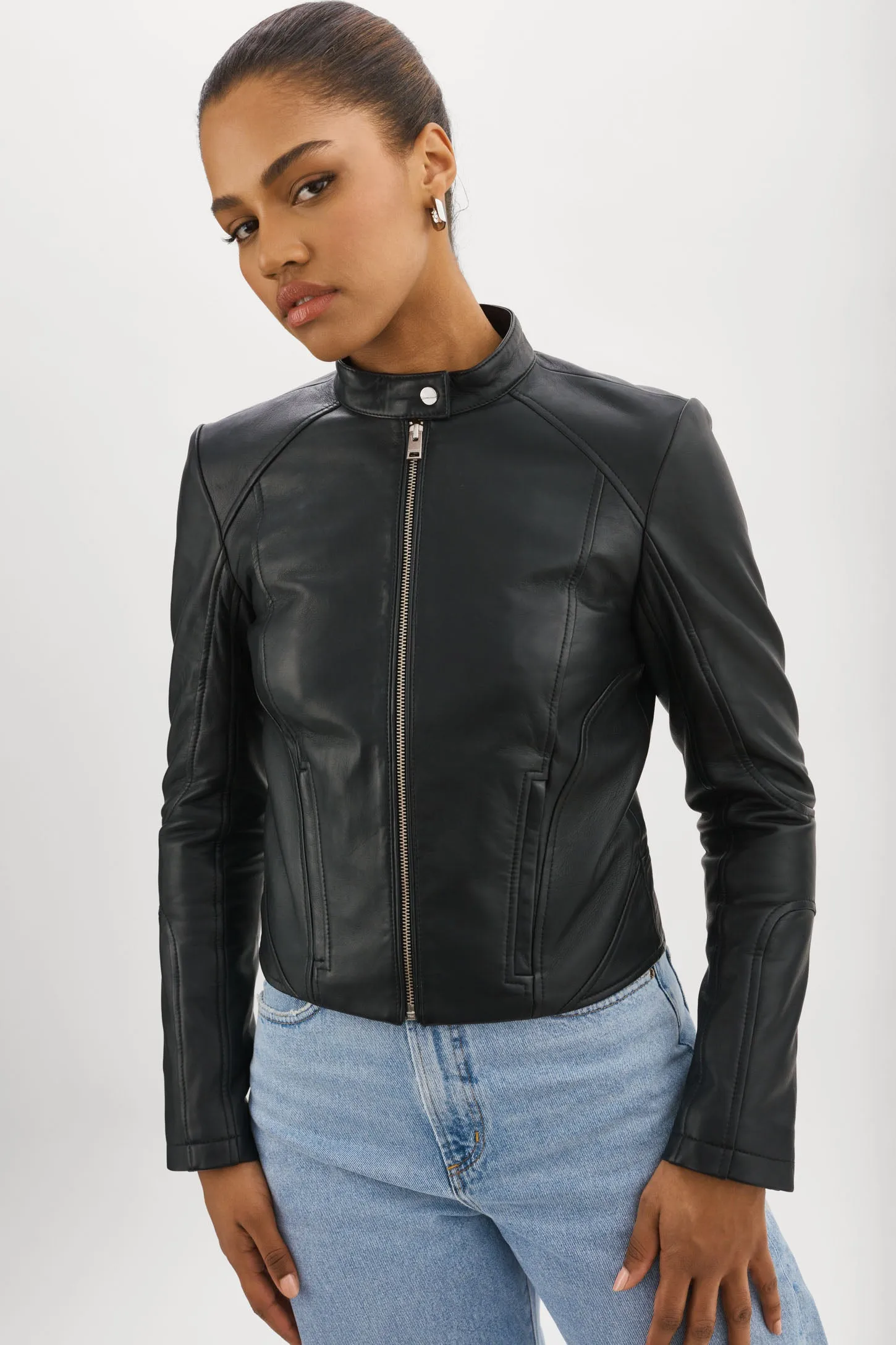 ELIANA | Leather Racer Jacket sold by La Marque product image thumbnail 2