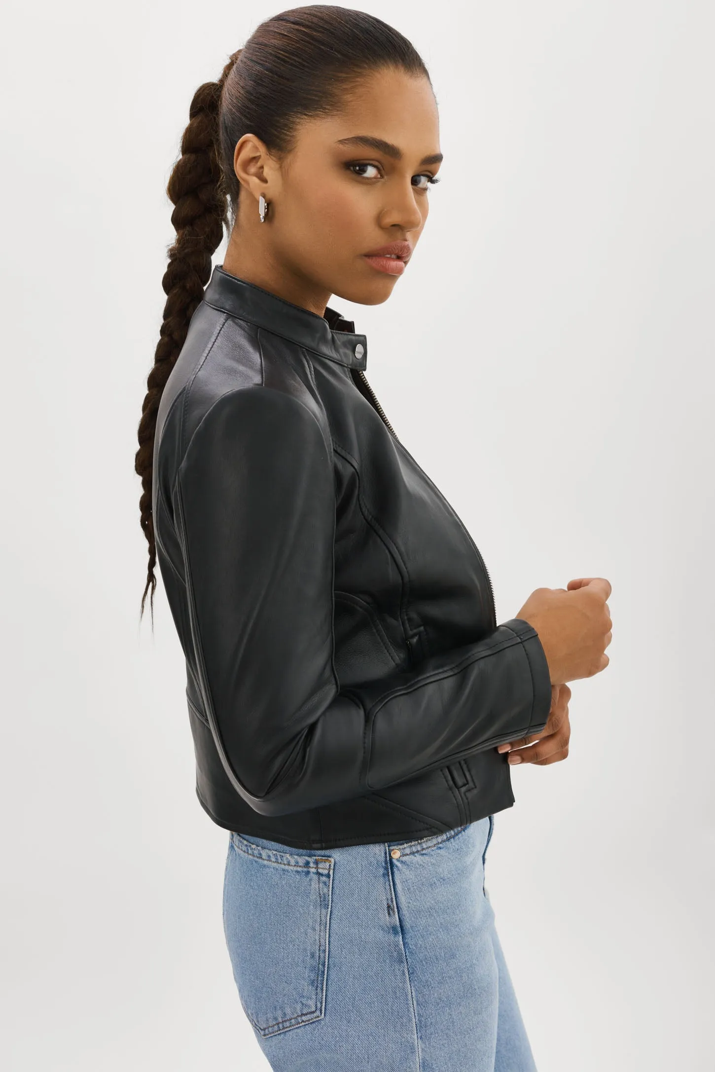 ELIANA | Leather Racer Jacket sold by La Marque product image thumbnail 3