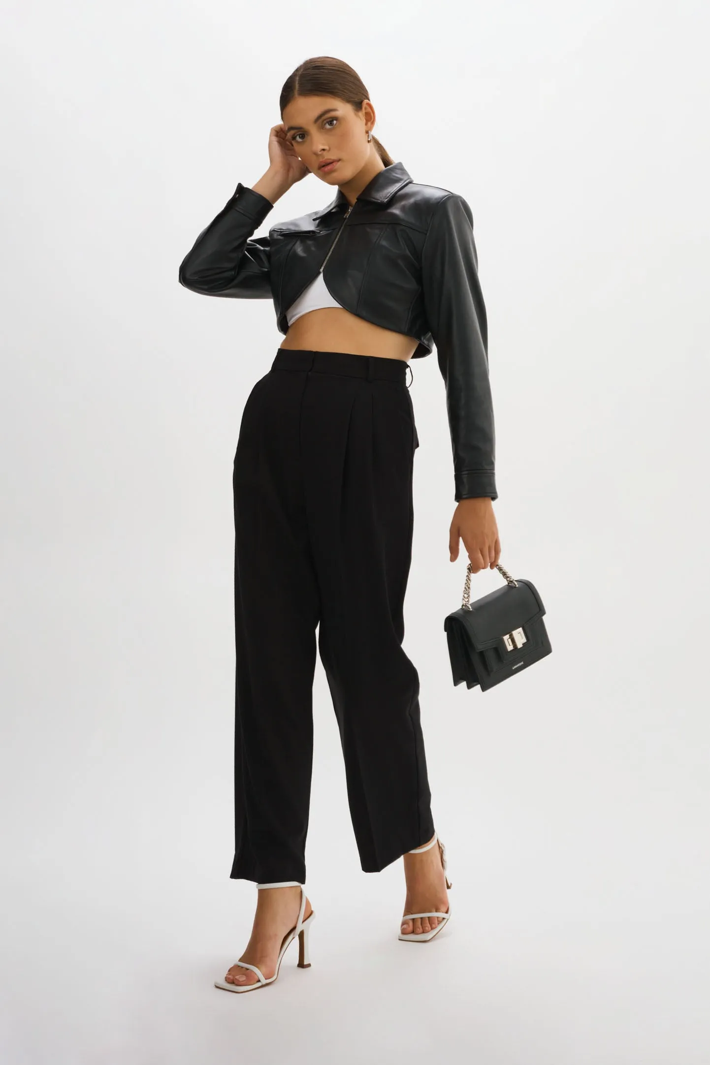 BRIELLE | Cropped Leather Jacket sold by La Marque product image thumbnail 5