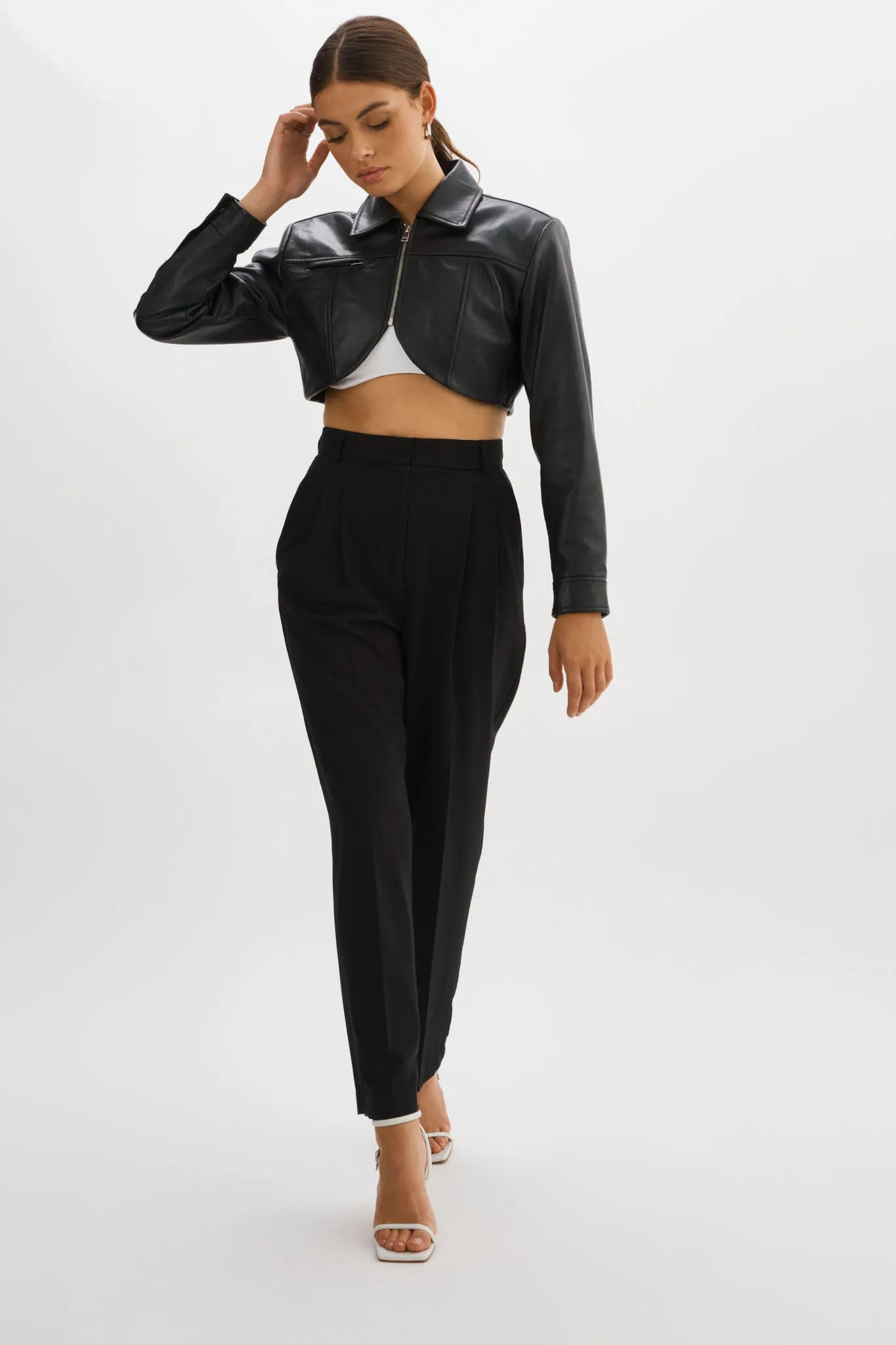 BRIELLE | Cropped Leather Jacket sold by La Marque product image thumbnail 2