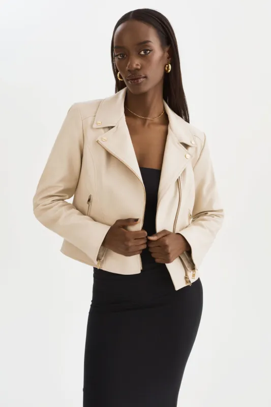 KELSEY GOLD | Leather Biker Jacket sold by La Marque