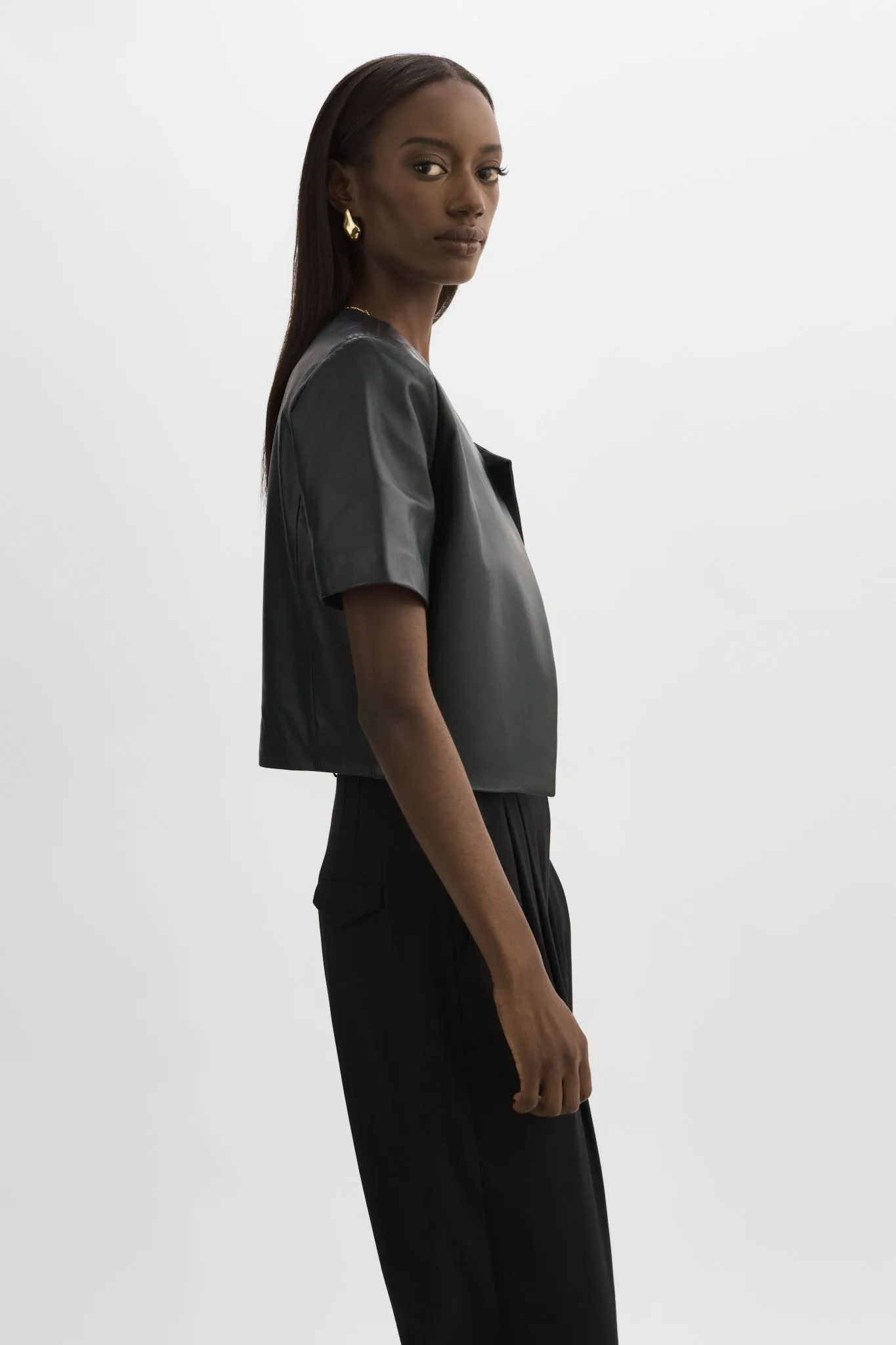 DARIA | Cropped Leather Jacket sold by La Marque product image thumbnail 2