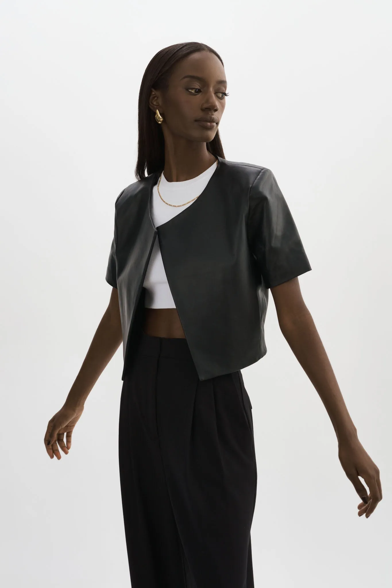 DARIA | Cropped Leather Jacket sold by La Marque