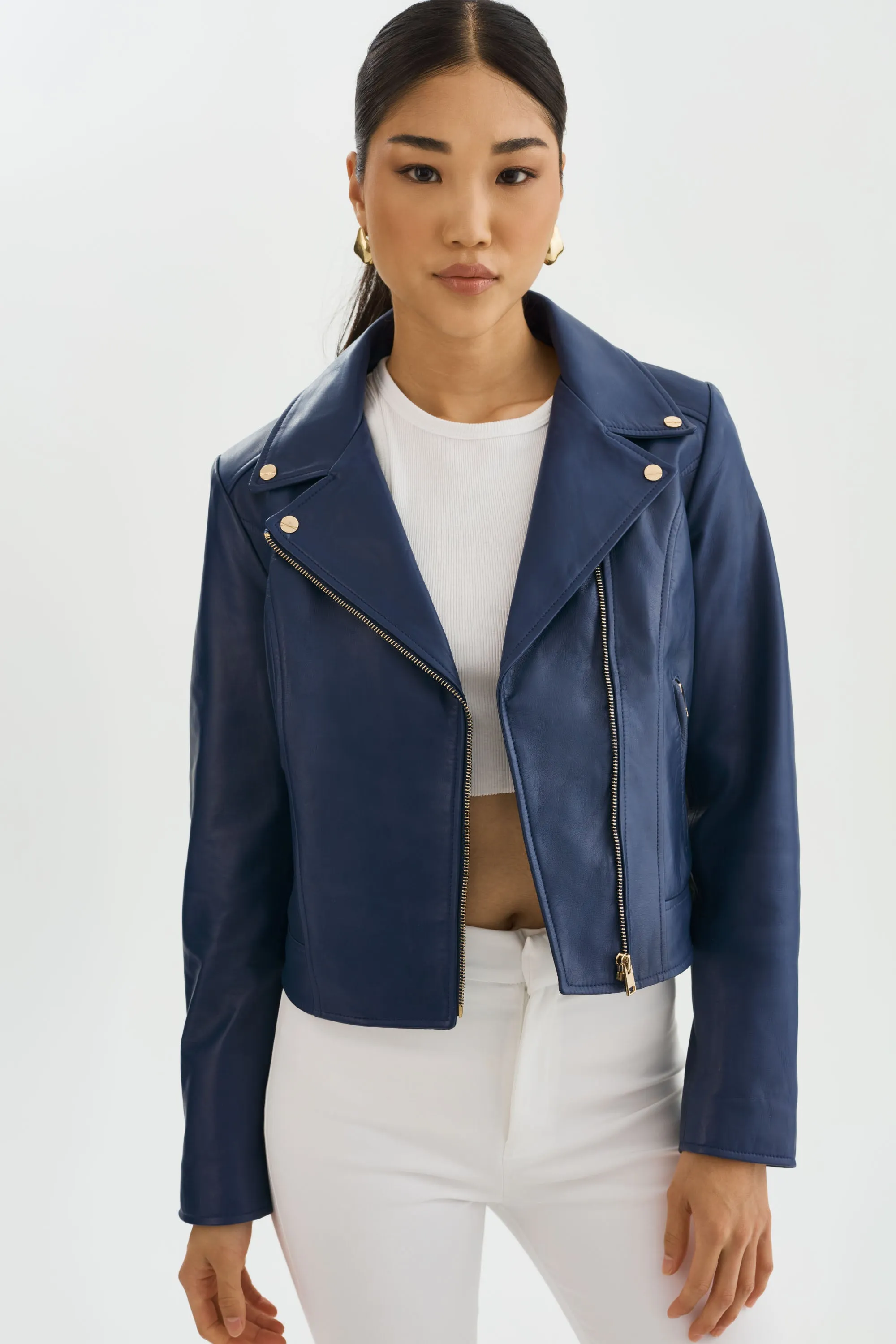KELSEY GOLD | Leather Biker Jacket sold by LAMARQUE