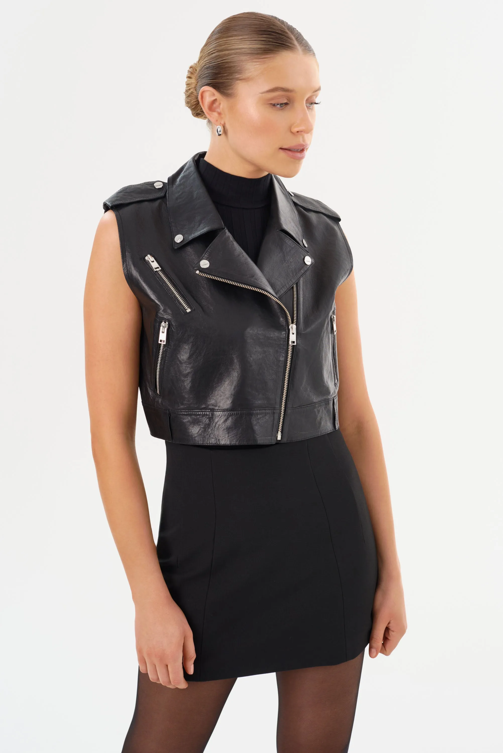 AMALIA | Leather Biker Vest sold by LAMARQUE product image thumbnail 2