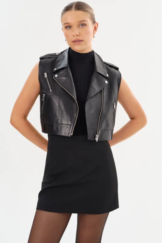 AMALIA | Leather Biker Vest sold by LAMARQUE