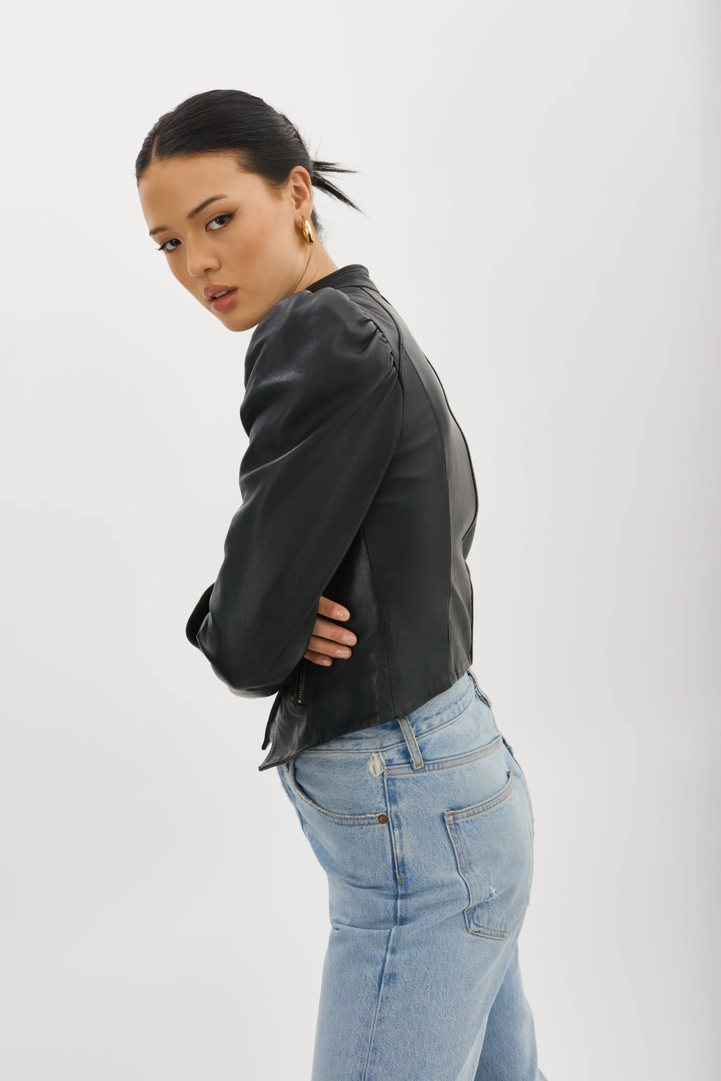 KAIA | Puff Sleeve Leather Jacket sold by La Marque product image thumbnail 5