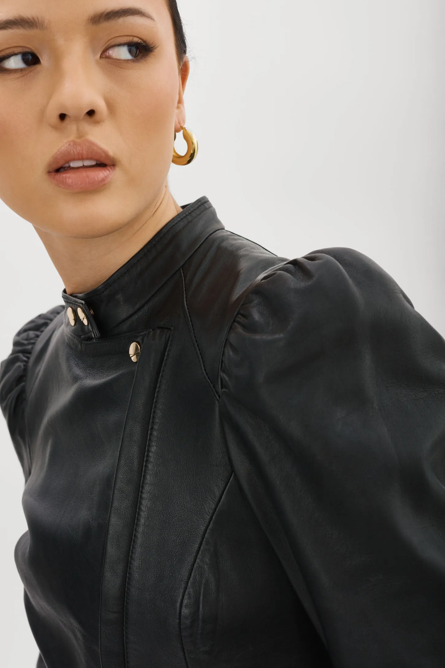 KAIA | Puff Sleeve Leather Jacket sold by La Marque product image thumbnail 4