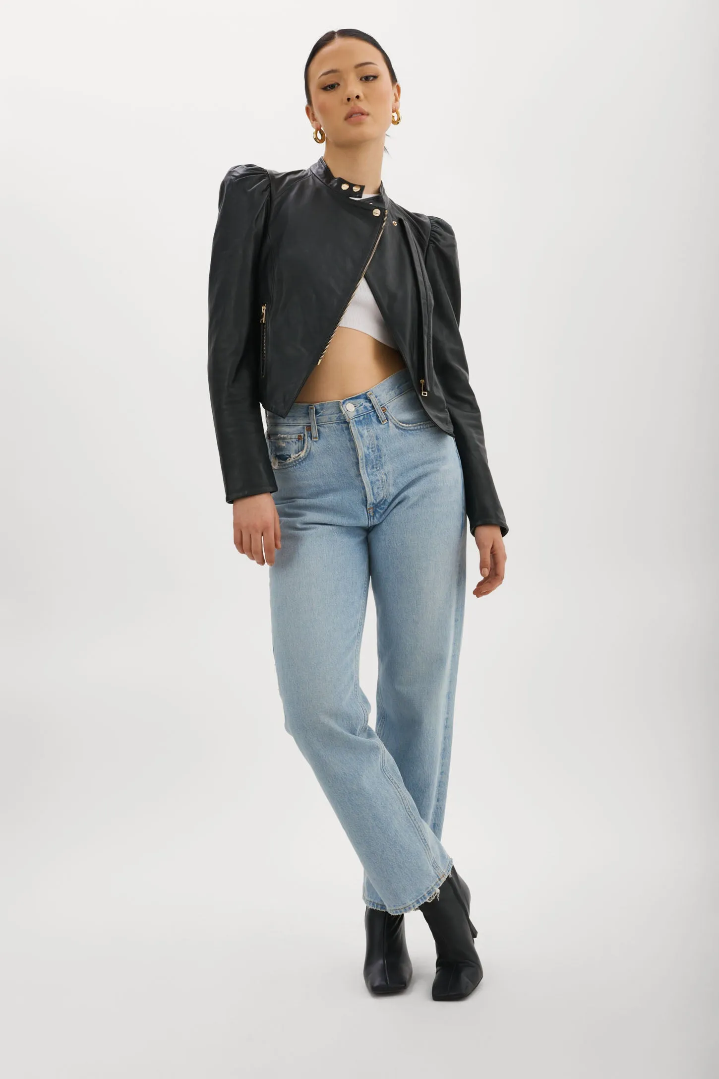 KAIA | Puff Sleeve Leather Jacket sold by La Marque product image thumbnail 3