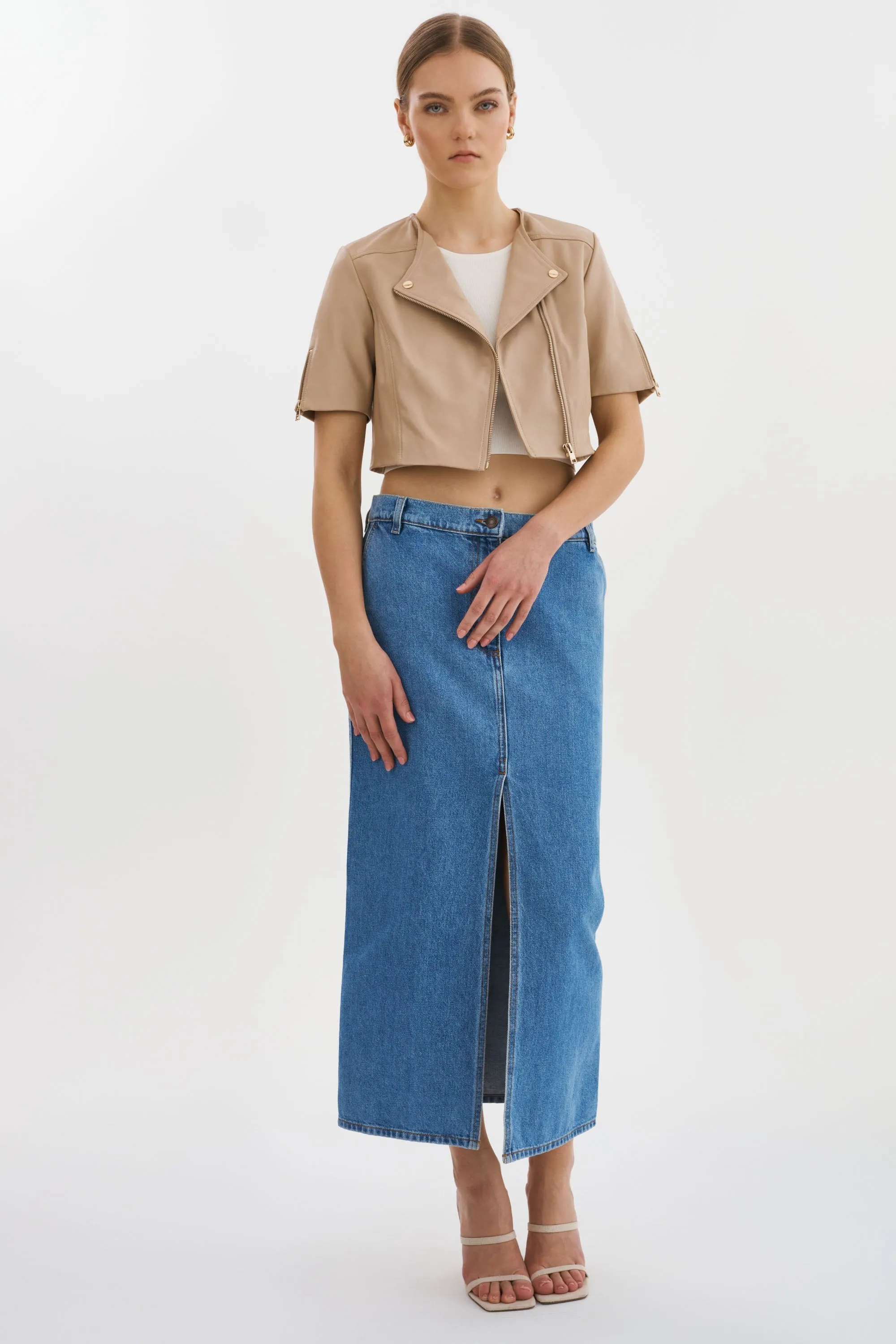 KIRSI GOLD | Cropped Biker Jacket sold by LAMARQUE product image thumbnail 5