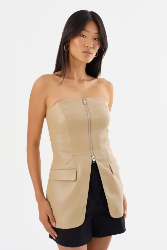 AVANI | Faux Leather Bustier Top sold by LAMARQUE