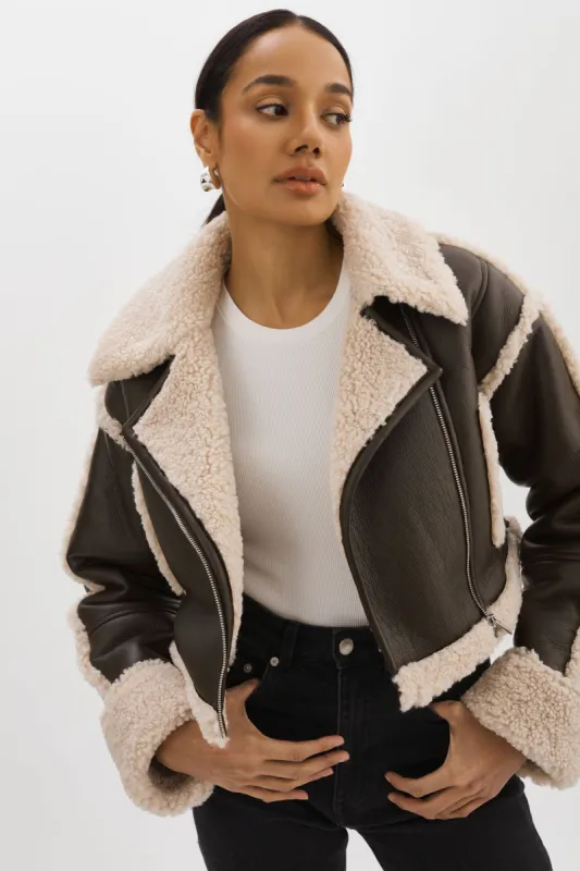 ADRINA | Faux Shearling Crop Jacket sold by La Marque