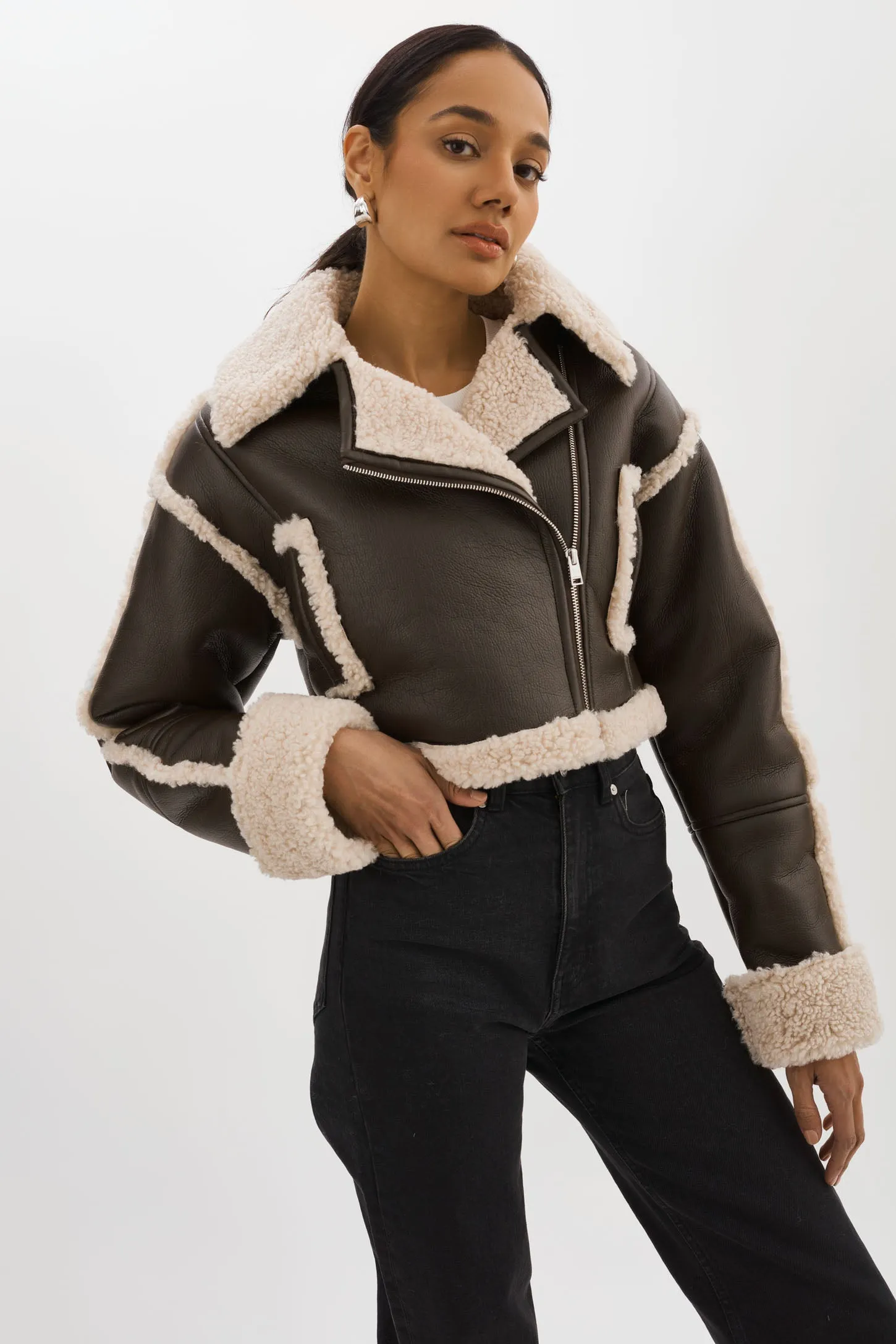 ADRINA | Faux Shearling Crop Jacket sold by LAMARQUE product image thumbnail 4