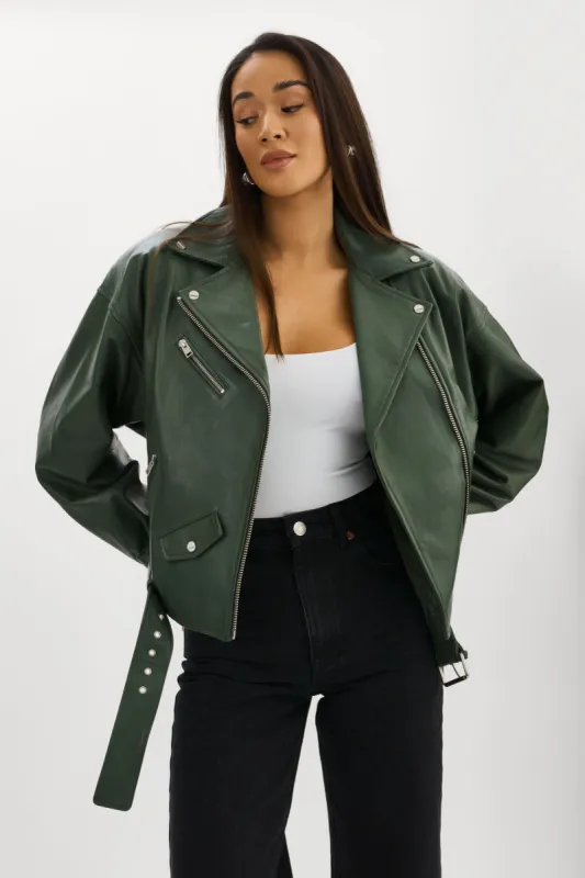 ESTIA | Leather Biker Jacket sold by La Marque