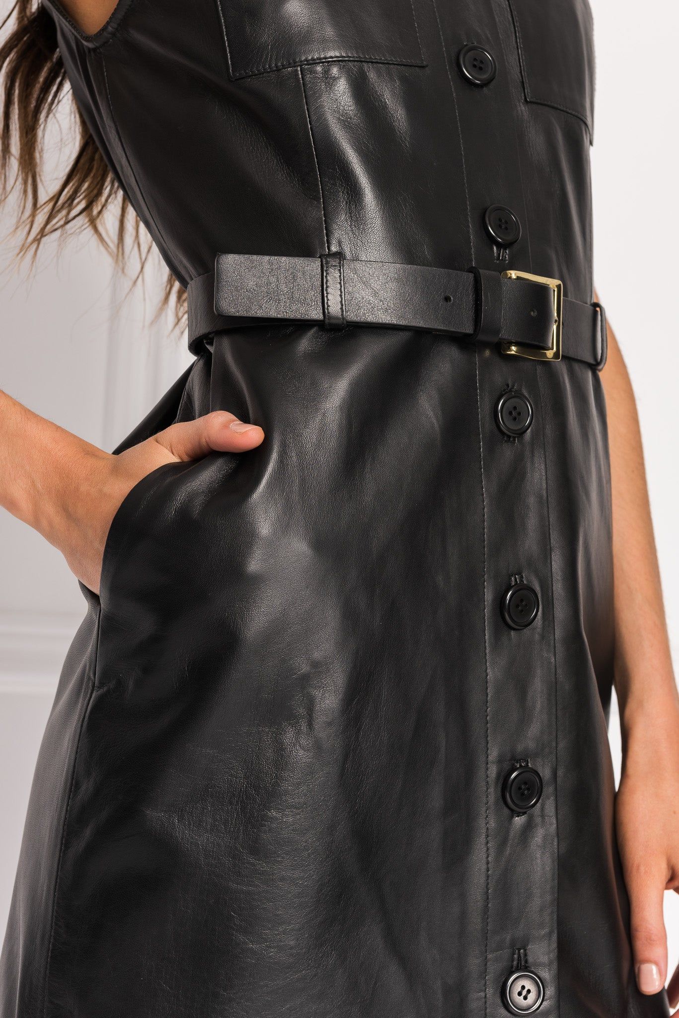 ELMINA | Sleeveless Leather Dress sold by La Marque product image thumbnail 4