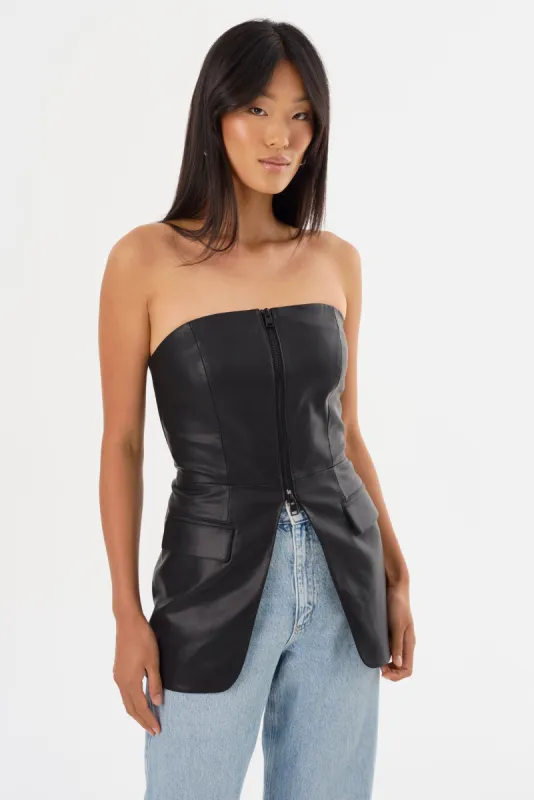 AVANI | Faux Leather Bustier Top made by LAMARQUE