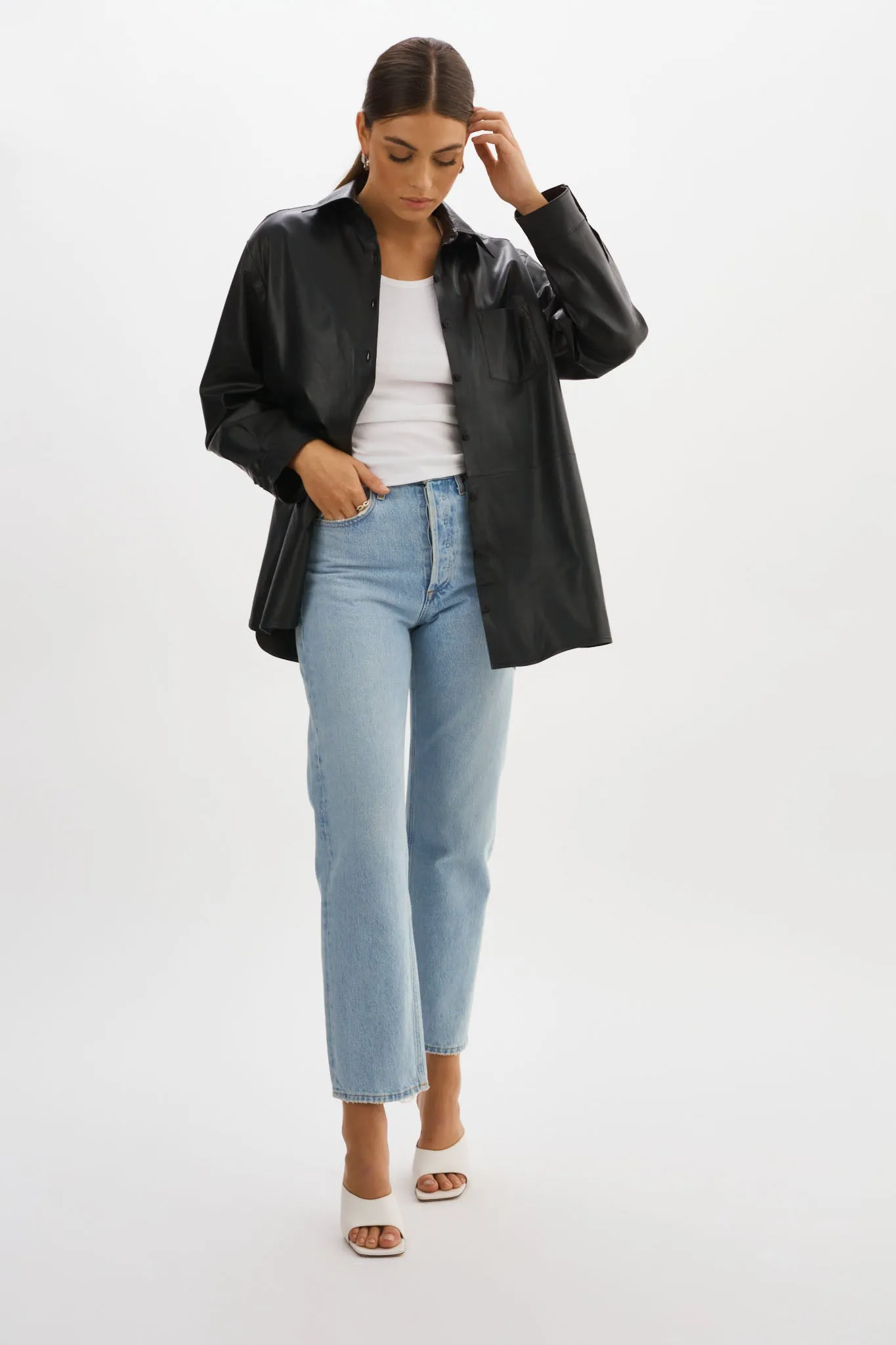 Estelle | Leather Oversized Shirt sold by La Marque product image thumbnail 3