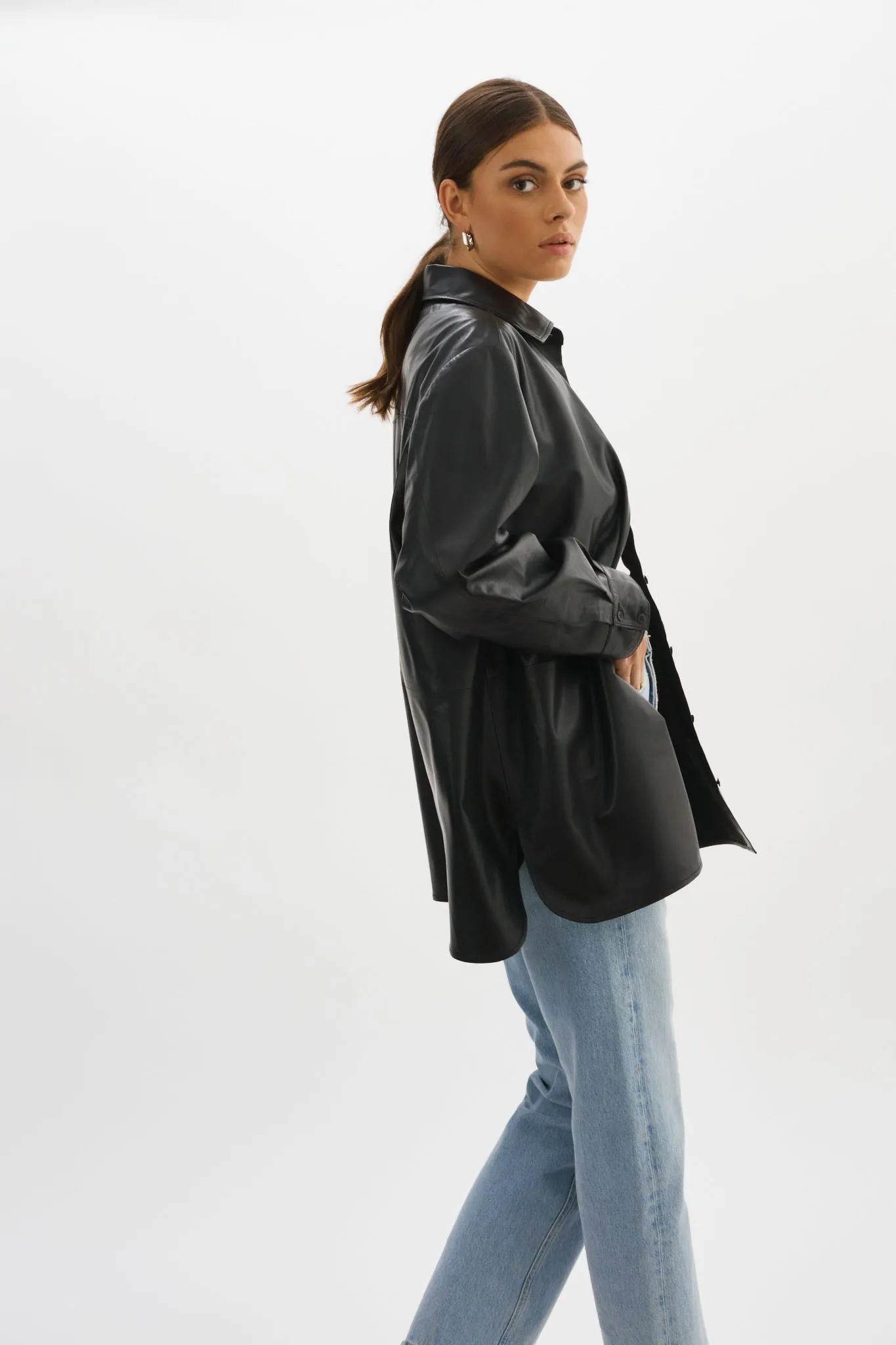 Estelle | Leather Oversized Shirt sold by La Marque product image thumbnail 5