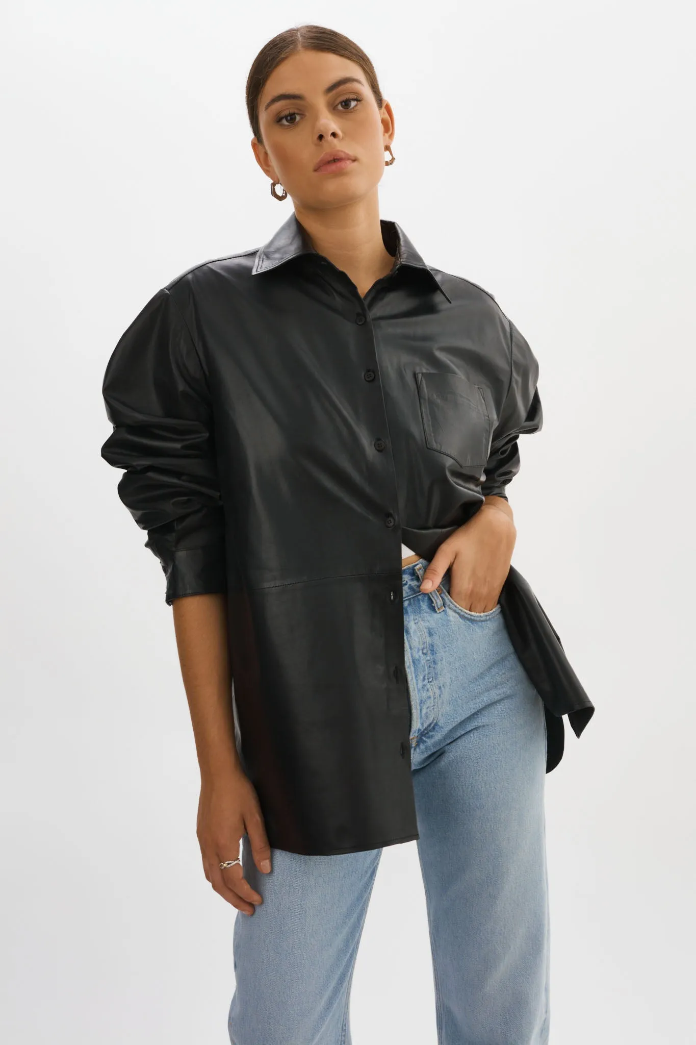Estelle | Leather Oversized Shirt sold by La Marque product image thumbnail 2