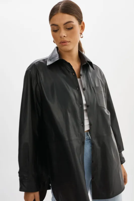 Estelle | Leather Oversized Shirt sold by La Marque