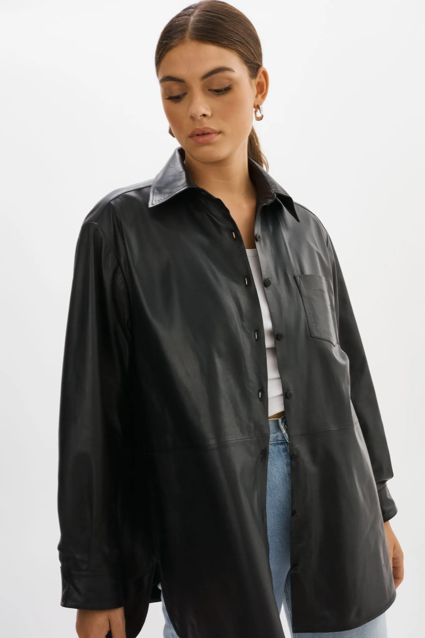 Estelle | Leather Oversized Shirt sold by La Marque