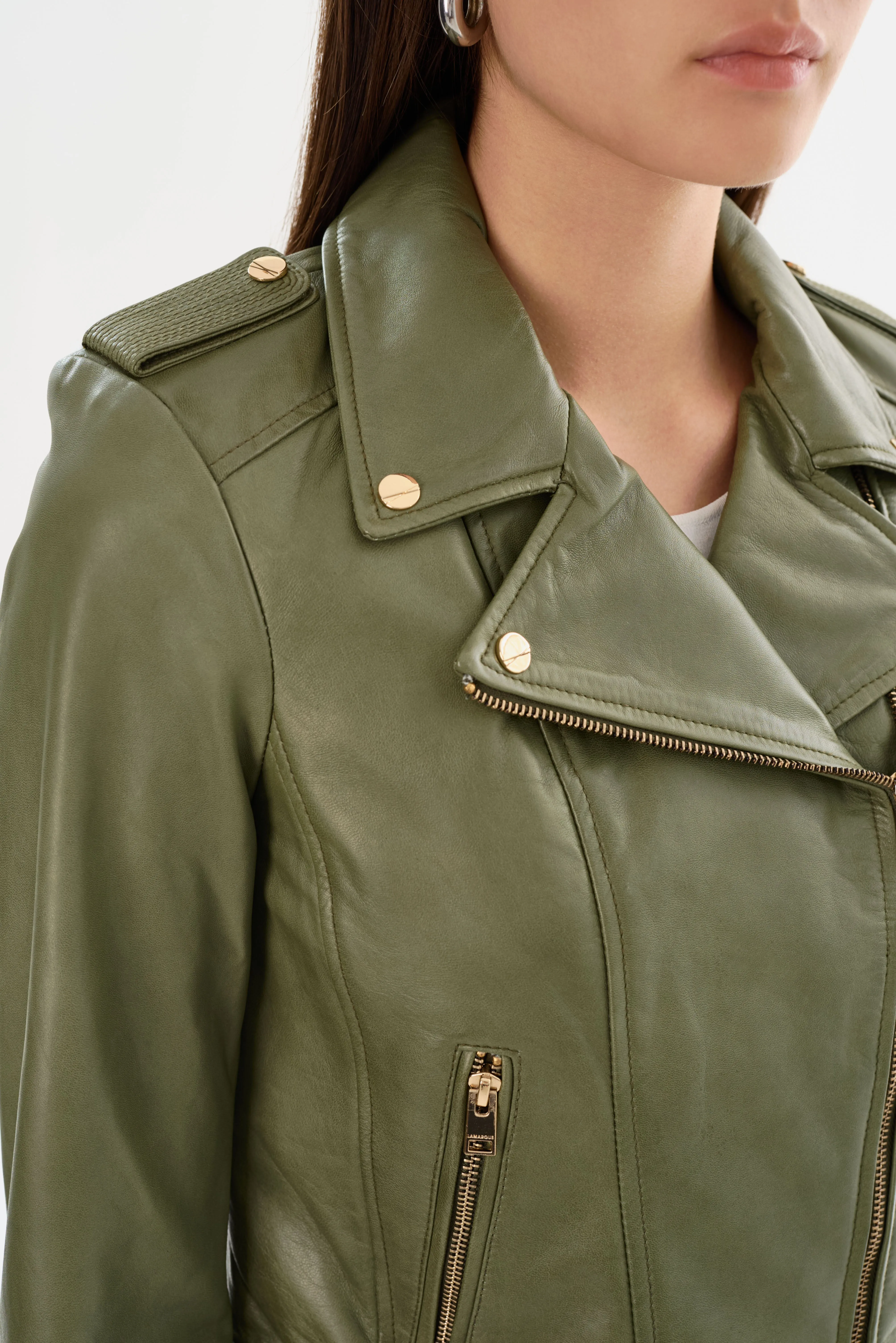 DONNA GOLD | Iconic Leather Biker Jacket sold by La Marque product image thumbnail 3