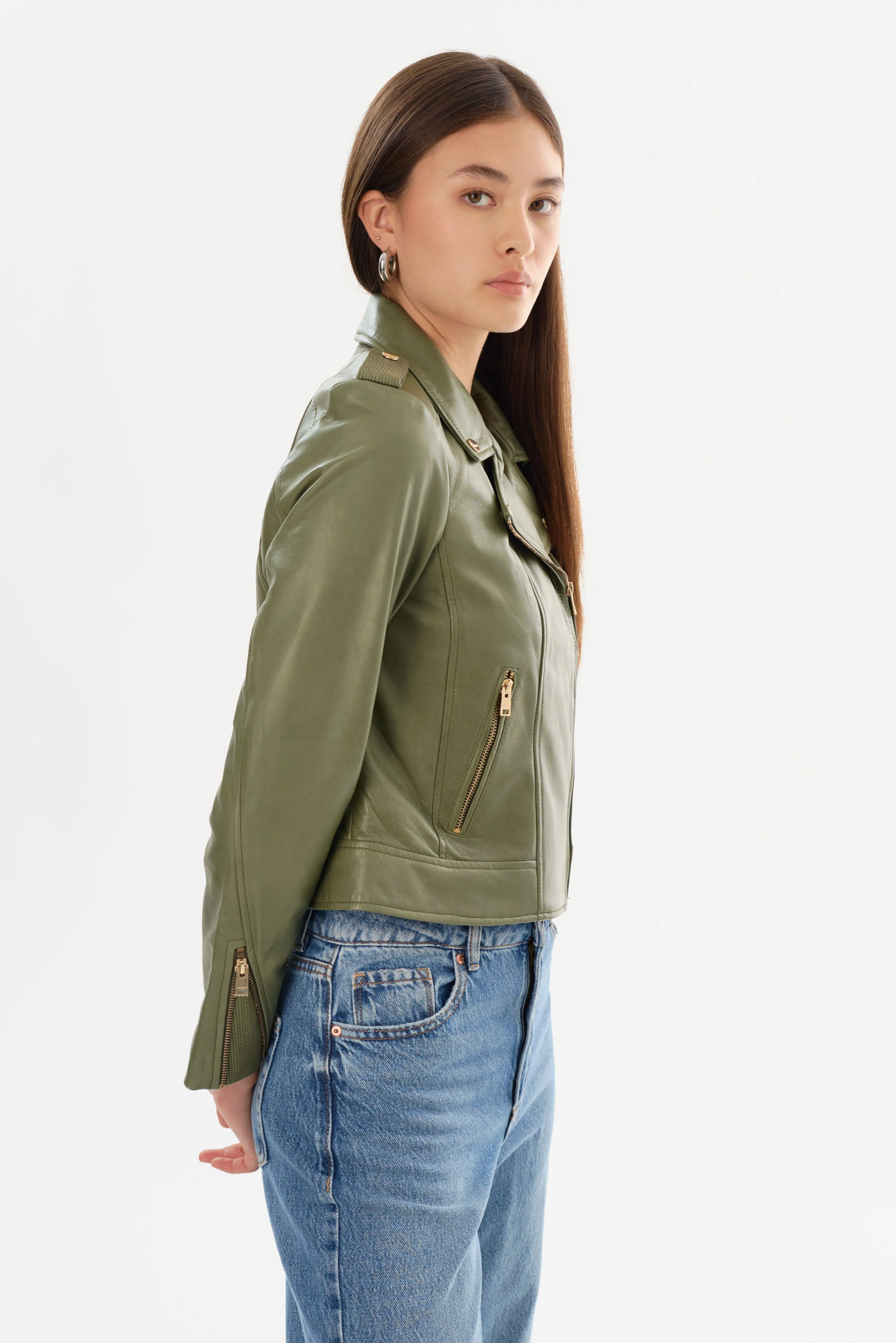 DONNA GOLD | Iconic Leather Biker Jacket sold by La Marque product image thumbnail 4