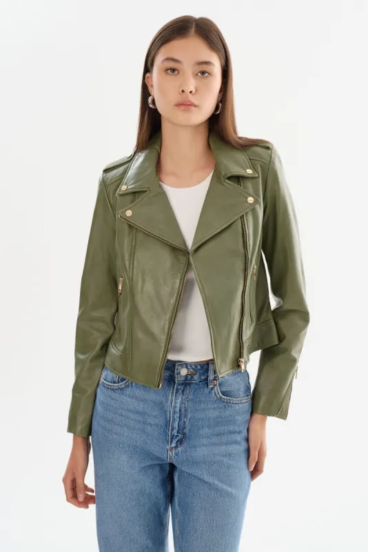 DONNA GOLD | Iconic Leather Biker Jacket sold by La Marque