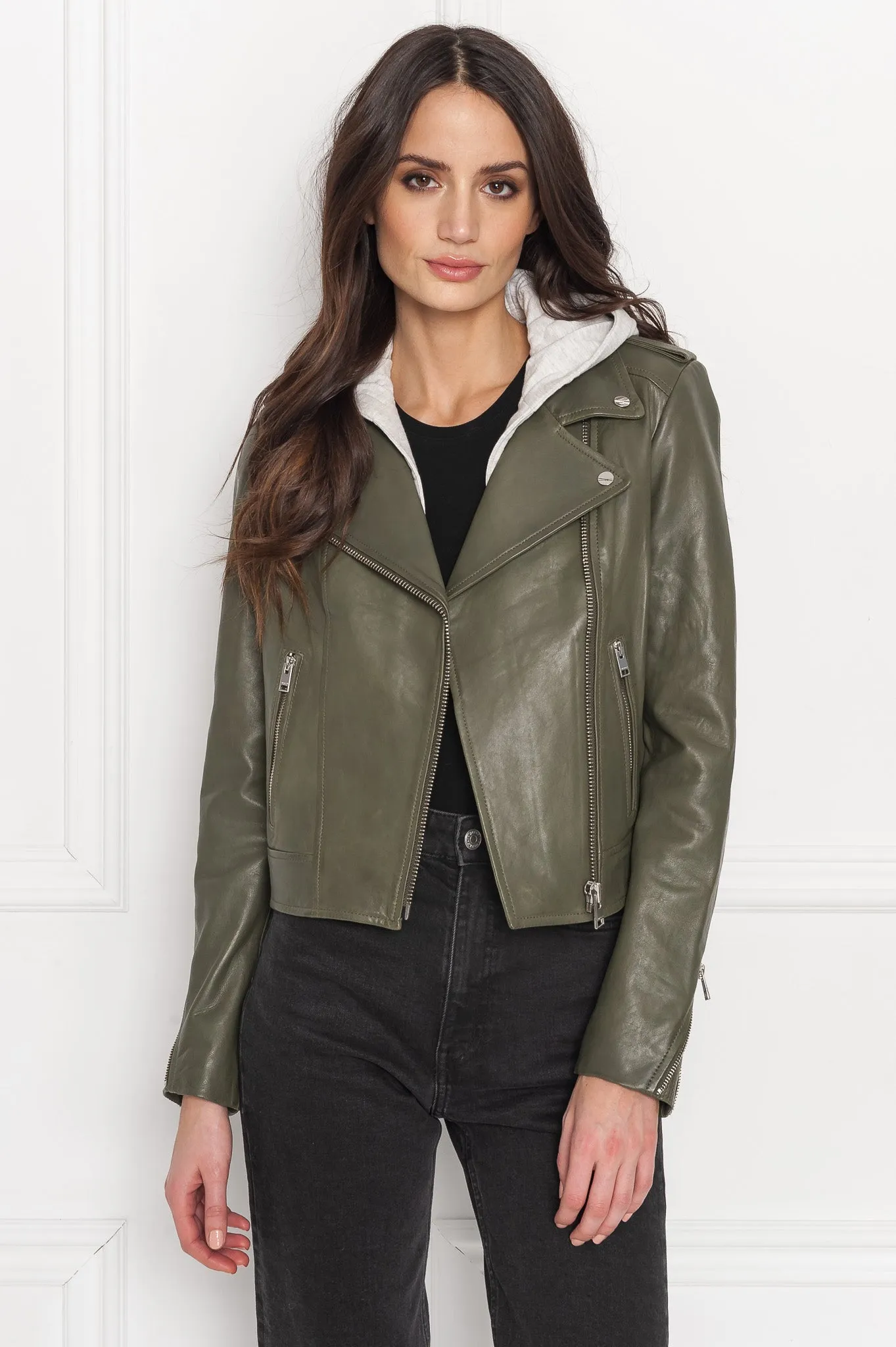 HOLY | Leather Biker Jacket with Removable Hood sold by La Marque