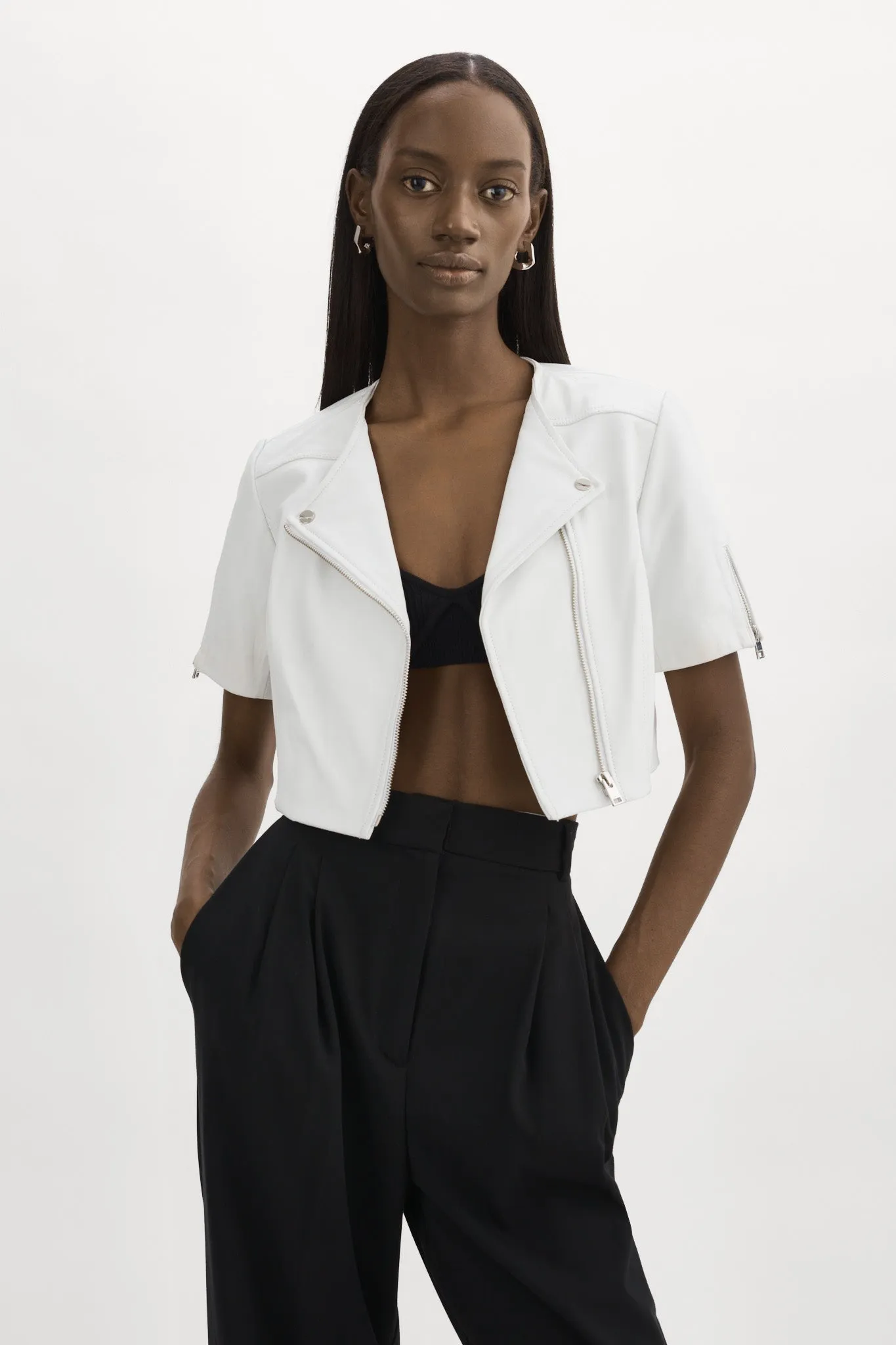 KIRSI | Cropped Biker Jacket sold by LAMARQUE