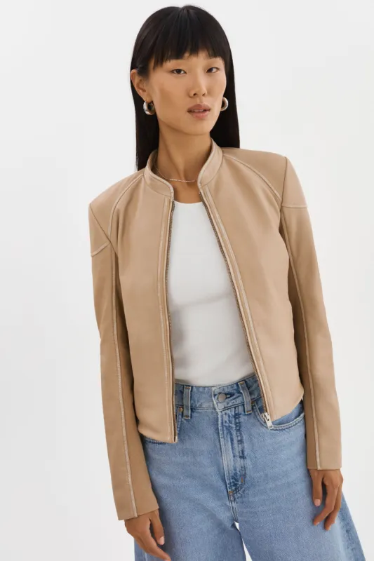 HIRA | Fitted Leather Jacket sold by La Marque