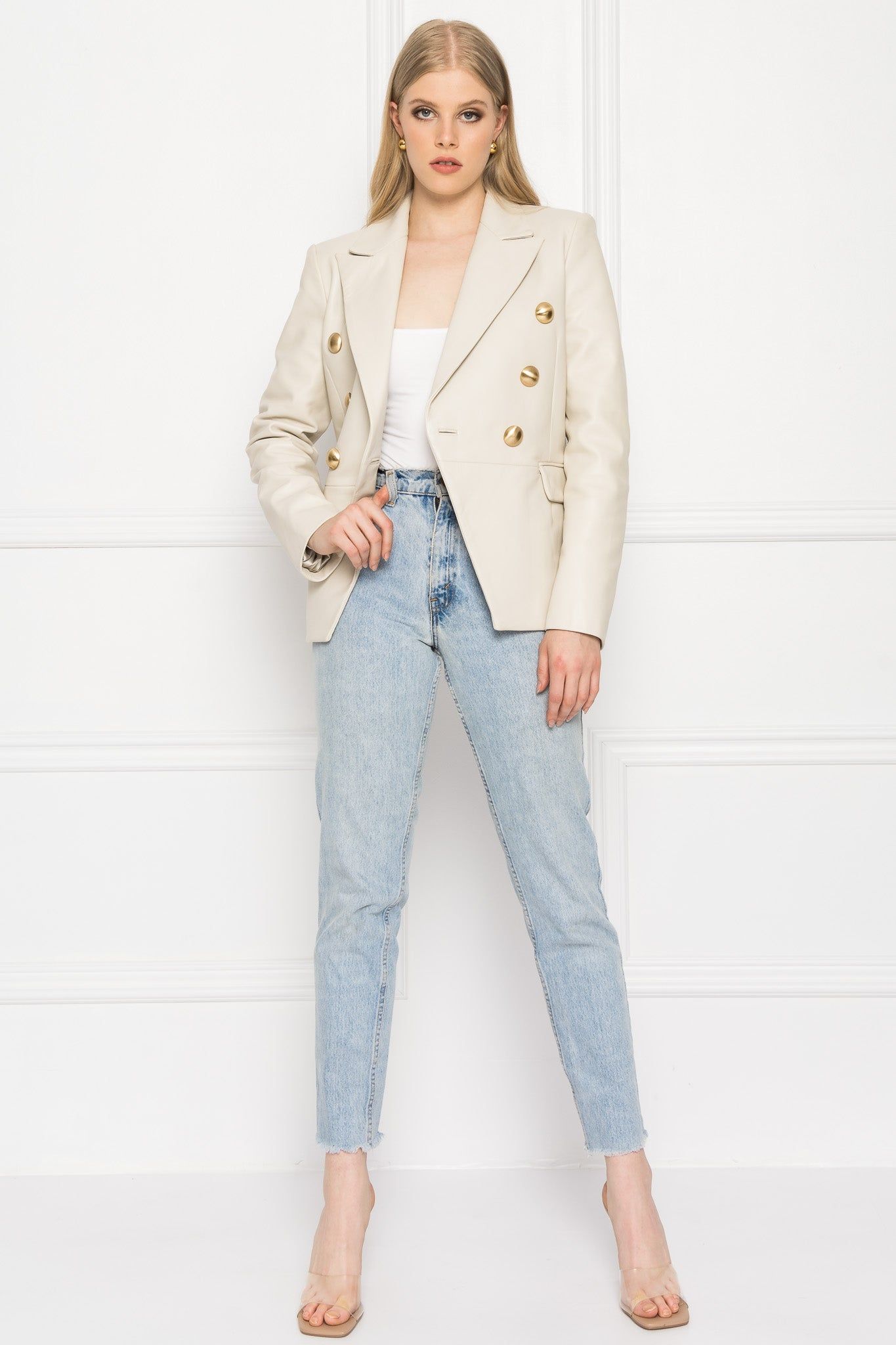 CATHERINE Double Breasted Leather Blazer sold by La Marque product image thumbnail 4