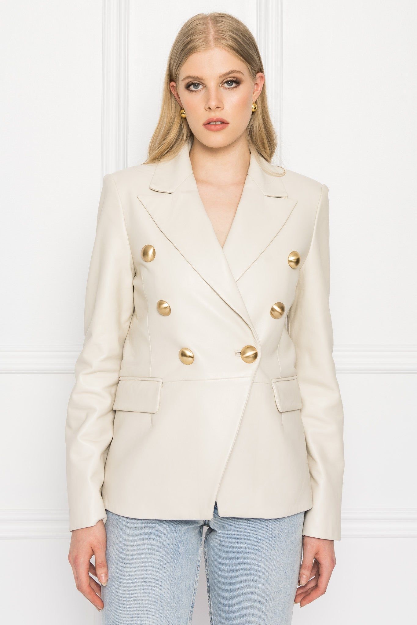 CATHERINE Double Breasted Leather Blazer sold by La Marque product image thumbnail 3