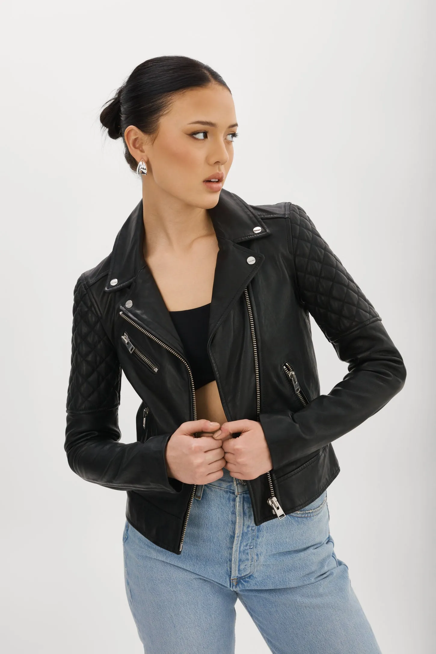 MARILLA | Quilted Leather Biker Jacket sold by La Marque product image thumbnail 3