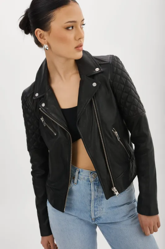 MARILLA | Quilted Leather Biker Jacket sold by La Marque