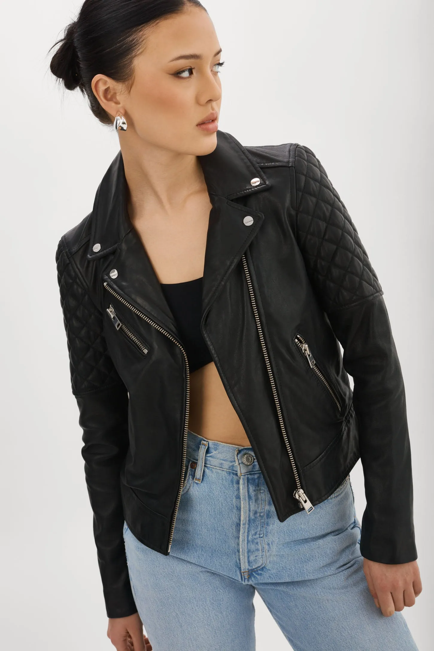 MARILLA | Quilted Leather Biker Jacket sold by La Marque