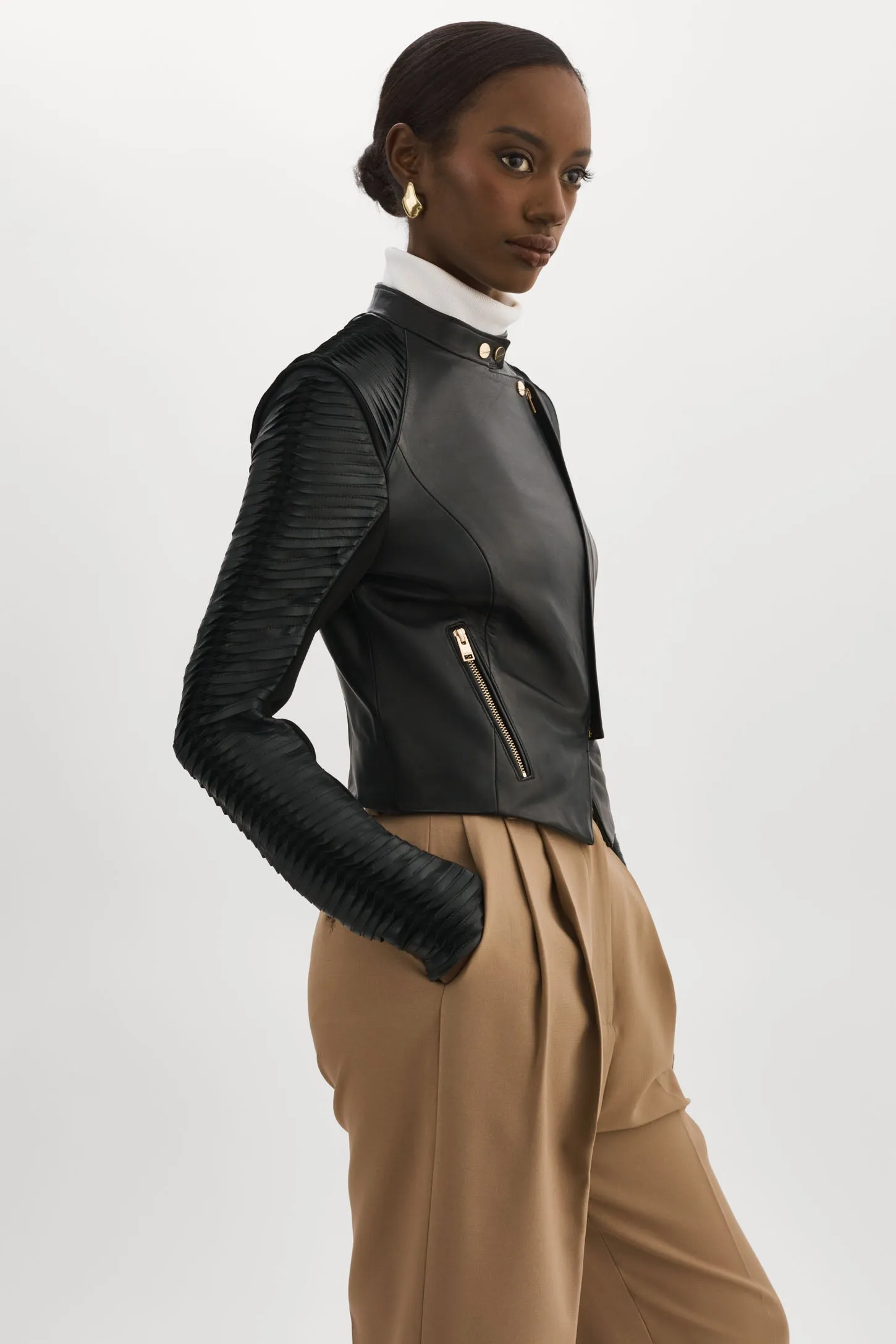 AZRA GOLD | Leather Biker Jacket sold by LAMARQUE product image thumbnail 3